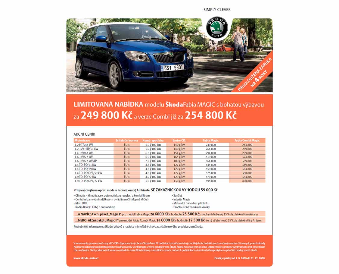 Akční nabídka Škoda Fabia Magic 2009