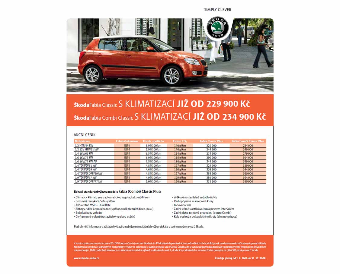 Akční nabídka Škoda Fabia Plus 2009