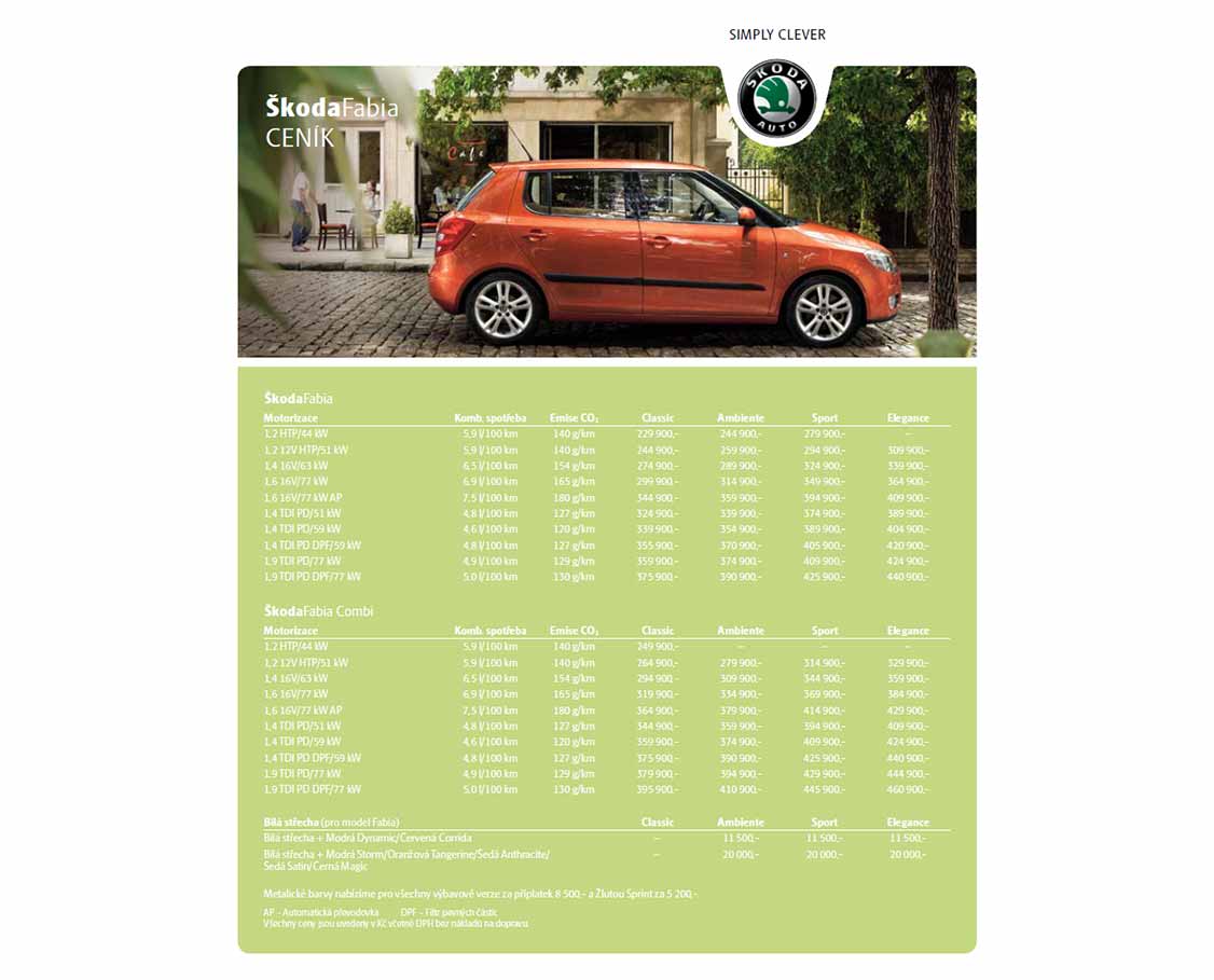 Škoda Fabia 2 ceník 11/2008