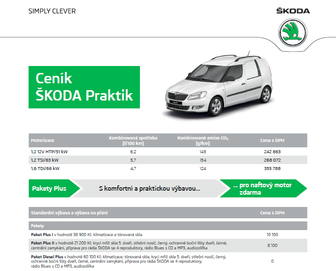 Škoda Praktik ceník 01/2014