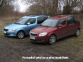 Škoda Roomster - porovnání verzí po a před faceliftem - šikmý pohled