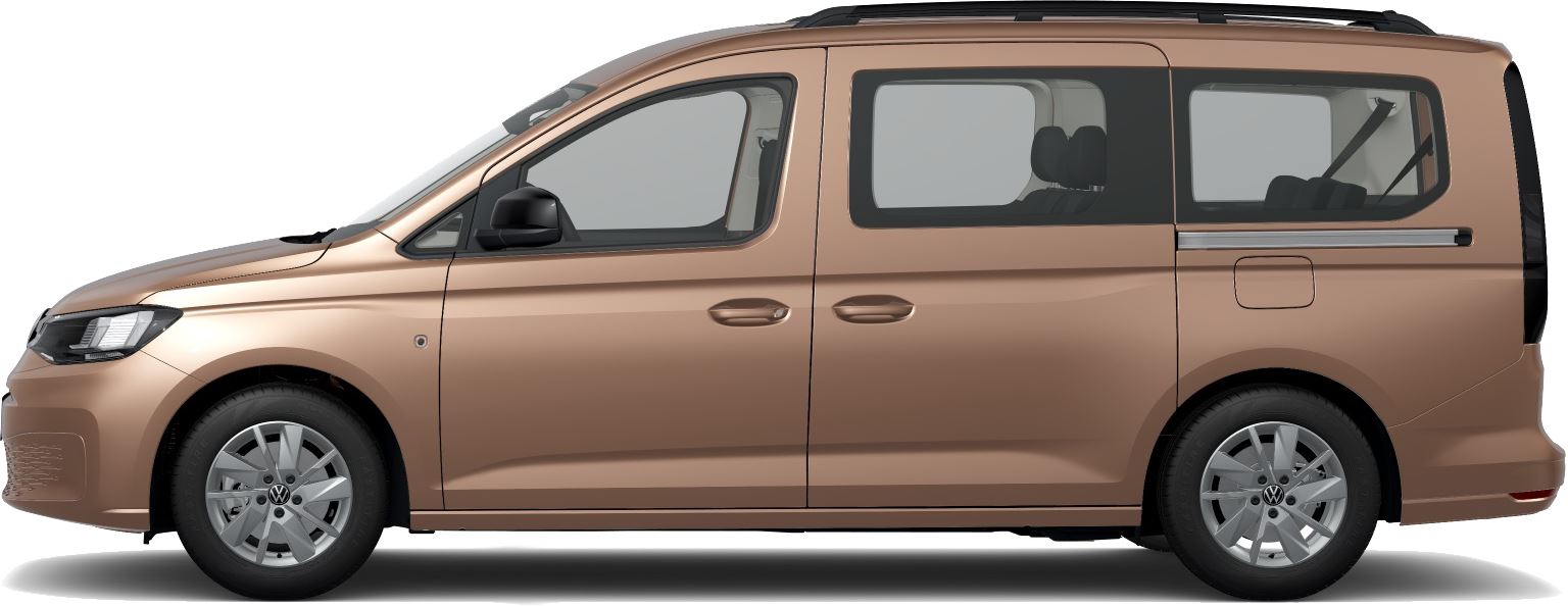 VW Caddy se zvýšeným podvozkem, pohled zboku
